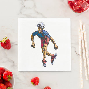 Inline Skater Cool Retro Rollerblading Napkin