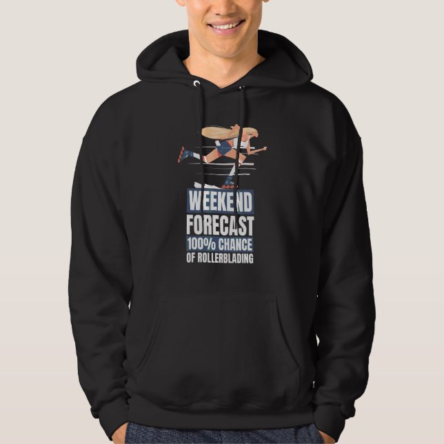 Inline Skater Weekend Forecast Rollerblading Hoodie (Front)