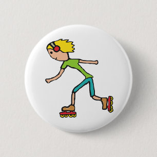 Inline Skating 6 Cm Round Badge