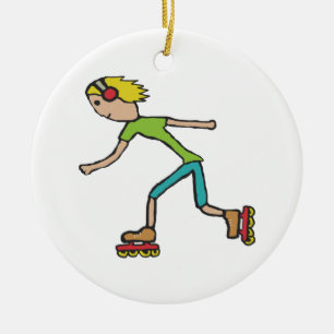 Inline Skating Ceramic Tree Decoration