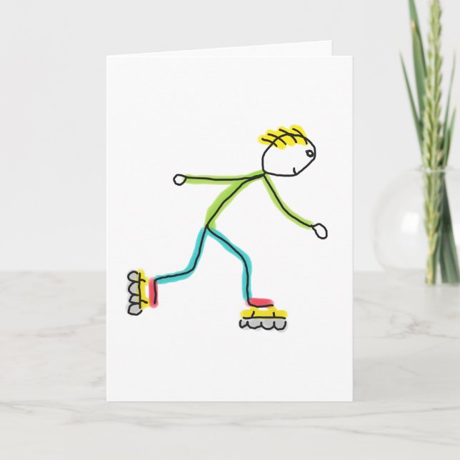 Inline Skating Stickman Card (Front)