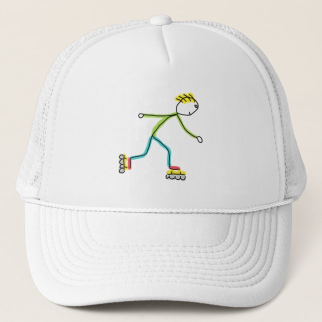 Inline Skating Stickman Trucker Hat (Front)
