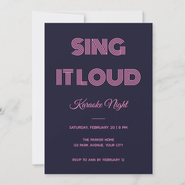 Inline Type Sing It Loud Karaoke Night Invitation (Front)