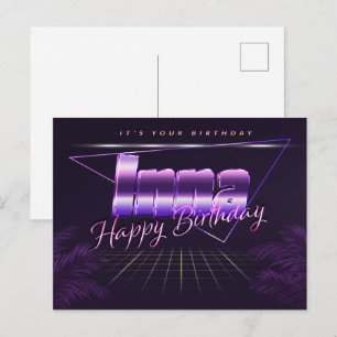 Inna Name Vorname lila Postkarte Geburtstag Postcard
