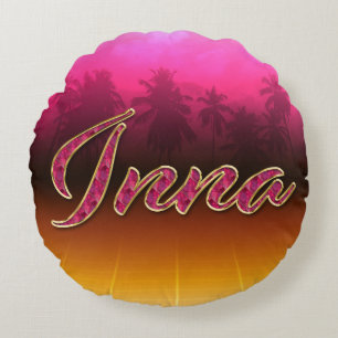 Inna Vorname Name golden pink Kissen Round Cushion