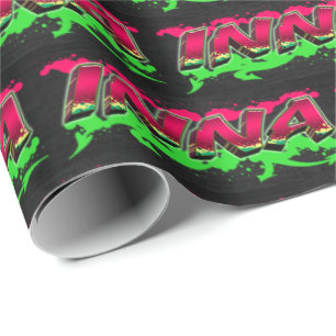 Inna Vorname Name Graffiti red green Wrapping Paper