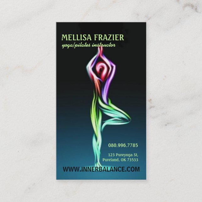 Inner Balance Tree Pose Yoga Pilates Meditation Business Card (Front)