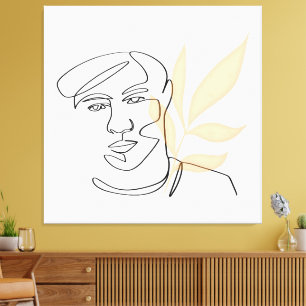 Inner Bloom – Botanical Line Art Portrait Canvas Print