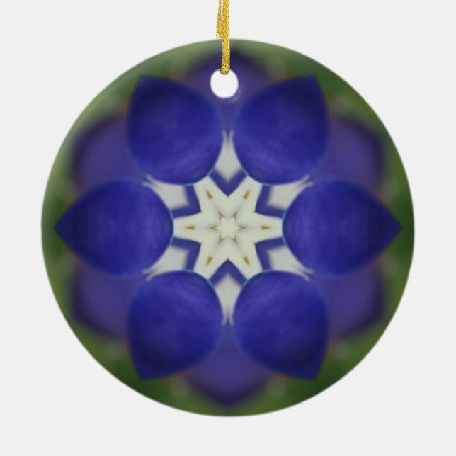 Inner Bluebonnet Flower Ceramic Tree Decoration (Back)