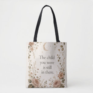 Inner Child Healing Vintage Floral Quote  Tote Bag