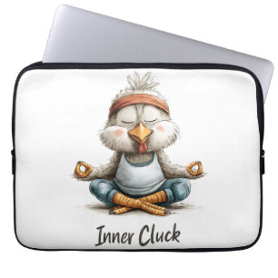 Inner Cluck Chicken Meditation   Funny Yoga Animal Laptop Sleeve