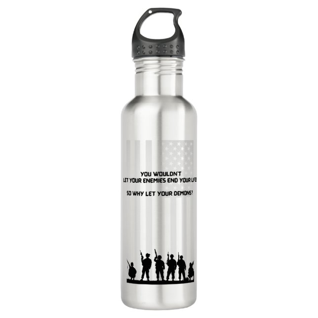  Inner Demons Water Bottle – Motivational Quote (Front)