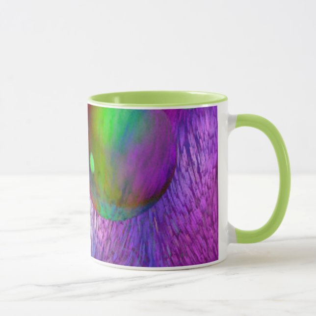 Inner Flow I Abstract Fractal Green Purple Galaxy Mug (Right)