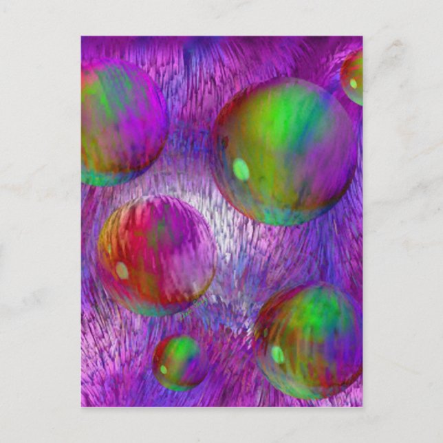 Inner Flow I Abstract Fractal Green Purple Galaxy Postcard (Front)