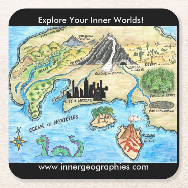 Inner Geographies Map Coasters (Front)