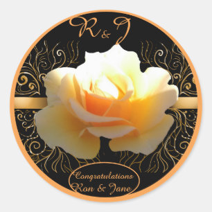 Inner Glow Elegant Yellow and Gold Rose Classic Round Sticker