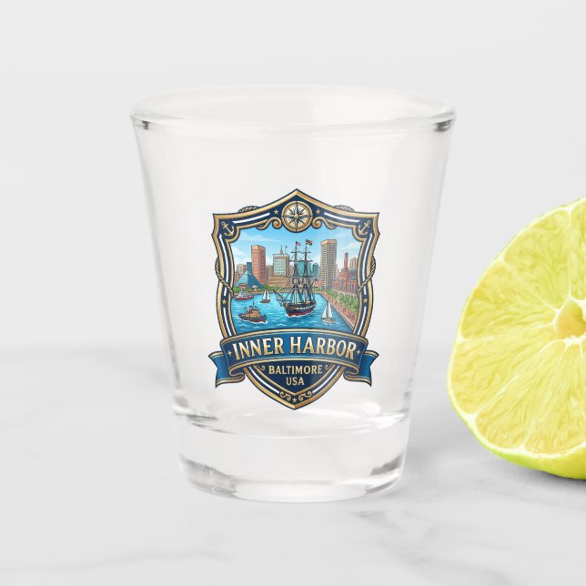 Inner Harbour, Baltimore Maryland Shot Glass (Front)