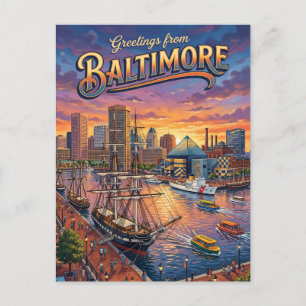 Inner Harbour, Baltimore USA Postcard