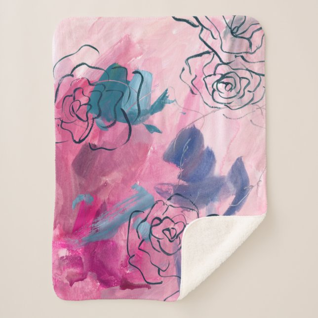 Inner Music - Floral Sketch Sherpa Blanket (Front)