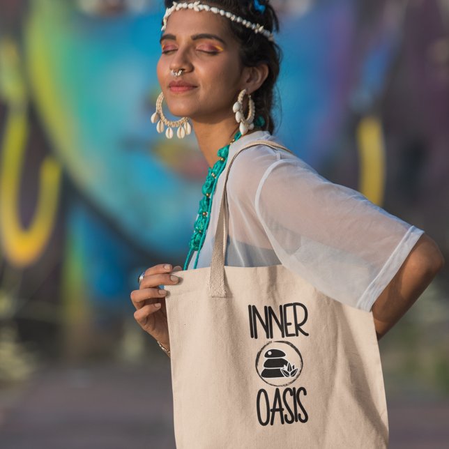 Inner Oasis Yoga Meditation Spiritual Boho Tote Bag (Shop now and find your inner peace on the go!)