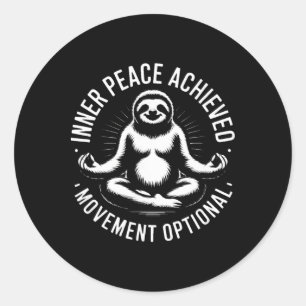 Inner Peace Achieved Movement Optional Yoga Sloth Classic Round Sticker