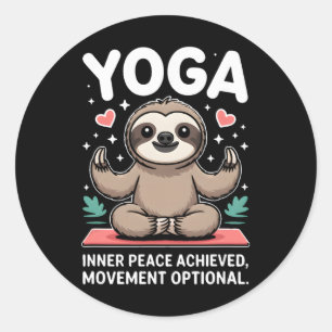 Inner Peace Achieved Movement Optional Yoga Sloth Classic Round Sticker
