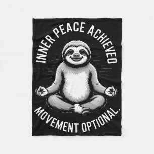 Inner Peace Achieved Movement Optional Yoga Sloth Fleece Blanket