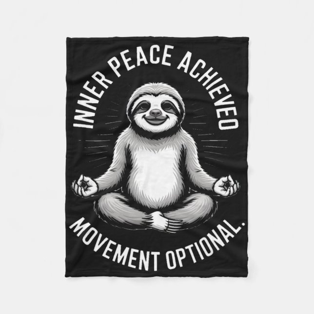 Inner Peace Achieved Movement Optional Yoga Sloth  Fleece Blanket (Front)