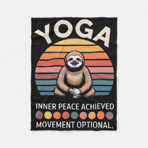 Inner Peace Achieved Movement Optional Yoga Sloth  Fleece Blanket