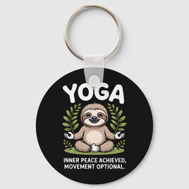 Inner Peace Achieved Movement Optional Yoga Sloth  Key Ring (Front)
