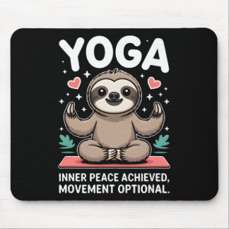 Inner Peace Achieved Movement Optional Yoga Sloth  Mouse Pad