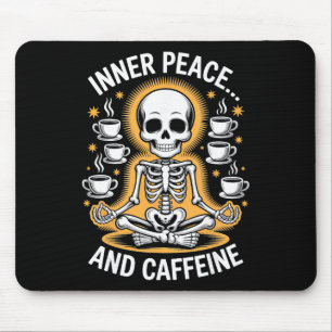 Inner Peace And Caffeine Skeleton Yoga Design Mouse Pad