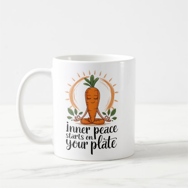 Inner Peace Carrot – Mindful Eating Art Coffee Mug (Left)