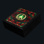 Inner Peace Energy Light Lacquered Gift Box<br><div class="desc">Inner Peace Energy Light Lacquered Gift Box | Peace sign symbol on festive coloured pattern art with a glowing green light in the centre  - made into a wonderful wooden gift box to keep trinkets,  jewellery or anything special. Choose from two sizes and choice of  4 colour lacquered finishes</div>