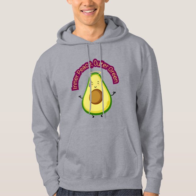 Inner Peace Outer Green – Cute Avocado Meditation Hoodie (Front)