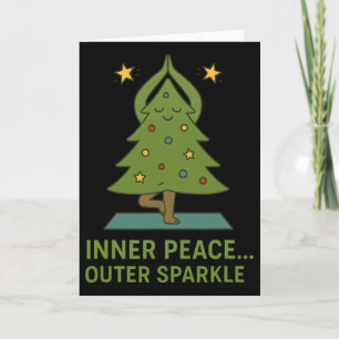 Inner Peace Outer Sparkle Cute Yoga Christmas Tree Card
