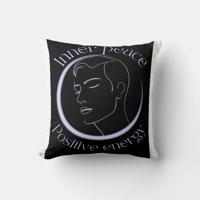 Inner Peace Positive Energy – Minimalist Neon Line Cushion (Front)