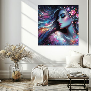Inner Peace Woman Face Poster with Vibrant Colors