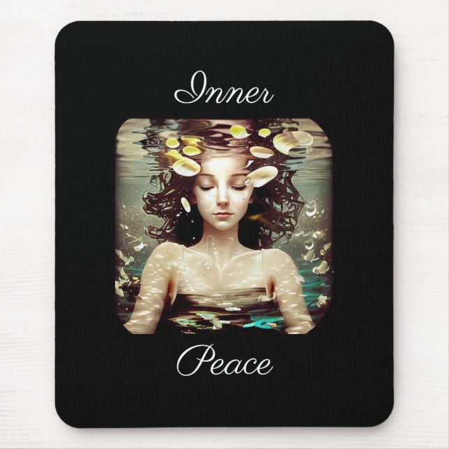 Inner Peace Woman Under Water, | AI Artwork Mouse Pad (Front)
