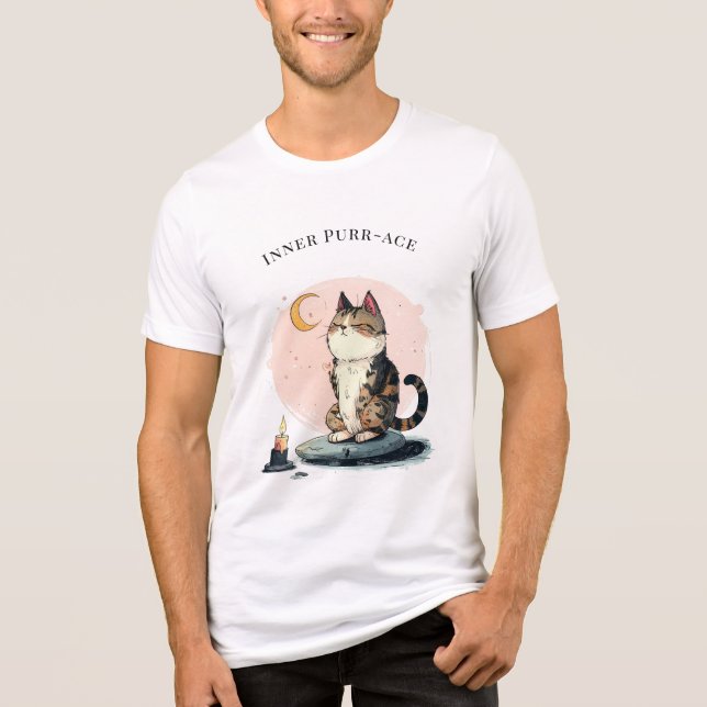 Inner Purr-ace Cat Meditation Tee (Front)