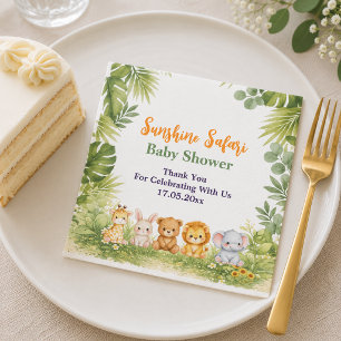 Innocence Brown Watercolor Lion and bear Animal Napkin