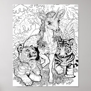 'Innocence of the new' unicorn Colouring Page Poster