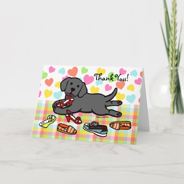 Innocent Black Labrador Puppy Thank You Card (Front)