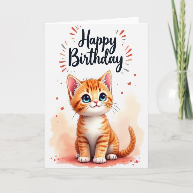 Innocent Kitten Birthday Card (Front)