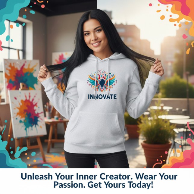 Innovate Lightbulb Color Splash Art  Hoodie (Innovate Lightbulb Color Splash Art Design)