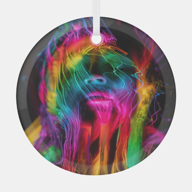 Innovative Lightpainting Portrait Art Technique Glass Tree Decoration (Front)