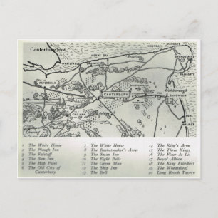 Inns of Kent, Inns near Canterbury Map Postcard