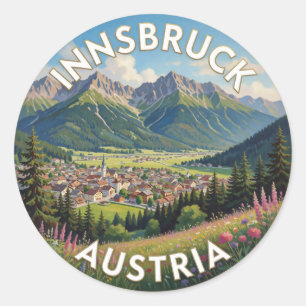 Innsbruck Austria Alpine Valley Scene Classic Round Sticker