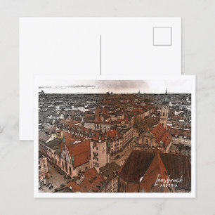 Innsbruck Austria Beautiful Colour Pencil Landscap Postcard