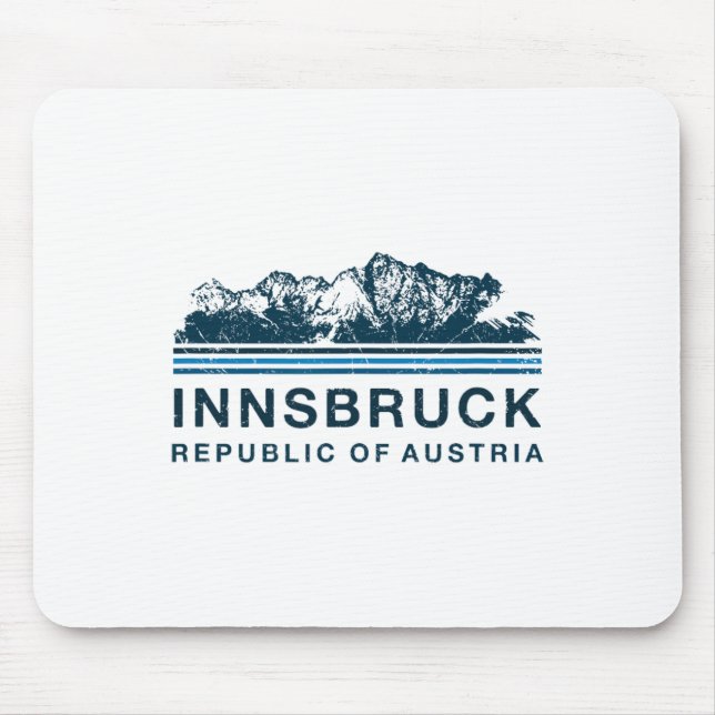 Innsbruck Austria Mountains Austrian Skiing Vintag Mouse Pad (Front)